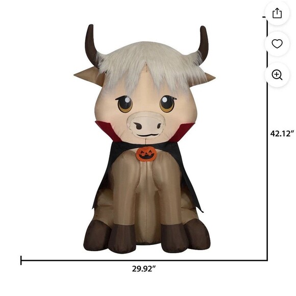 Baby Highlander Cow with Cape Airblown Yard Inflatable, Multicolor, 3.5 - Picture 2 of 5